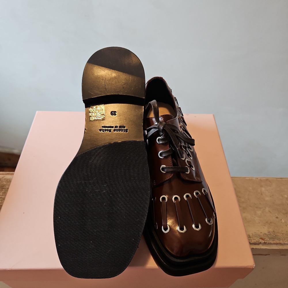 Simone Rocha Heart Toe Brown And Black Platform Brogues - Picture 3 of 6